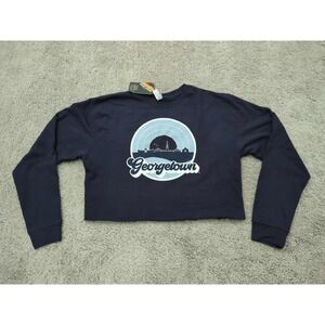 Georgetown Farout Pullover Womens XL Long Sleeve Uscape Apparel Blue Cutoff Crop
